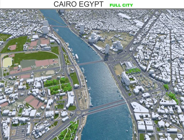 Cairo Egypt city 130km 3D Model .c4d .max .obj .3ds .fbx .stl .blend