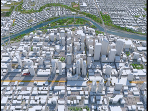 Calgary city Canada 60km 3D Model