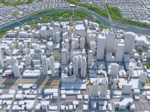 Calgary city Canada 60km 3D Model