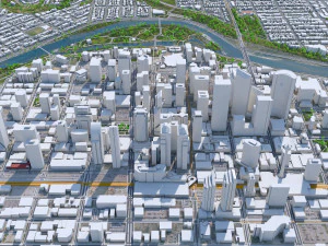 Calgary city Canada 60km 3D Model