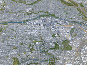 Calgary city Canada 60km 3D Model