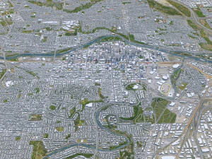 Calgary city Canada 60km 3D Model