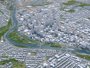 Calgary city Canada 60km 3D Model