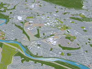 Calgary city Canada 60km 3D Model