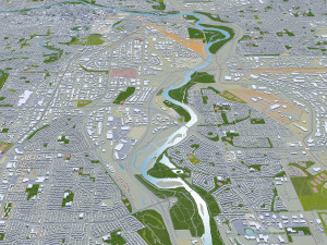 Calgary city Canada 60km 3D Model