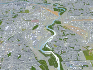 Calgary city Canada 60km 3D Model
