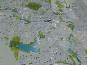 Calgary city Canada 60km 3D Model