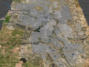 Calgary city Canada 60km 3D Model