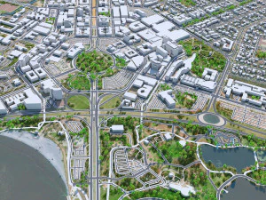 Canberra city Australia 50km 3D Model