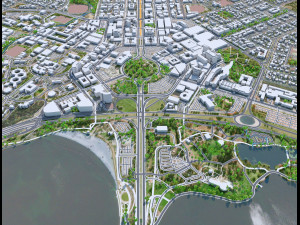 Canberra city Australia 50km 3D Model