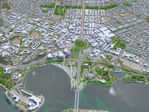 Canberra city Australia 50km 3D Model