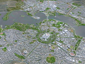 Canberra city Australia 50km 3D Model