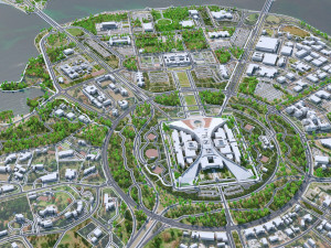 Canberra city Australia 50km 3D Model