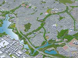 Canberra city Australia 50km 3D Model