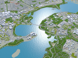 Canberra city Australia 50km 3D Model