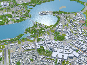 Canberra city Australia 50km 3D Model