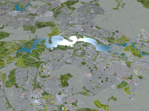 Canberra city Australia 50km 3D Model