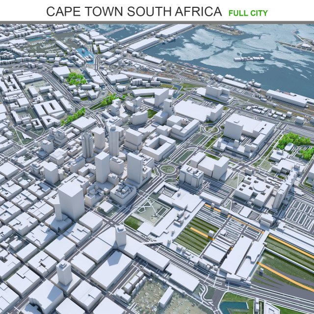 Cape Town city South Africa  3D Model .c4d .max .obj .3ds .fbx .lwo .lw .lws