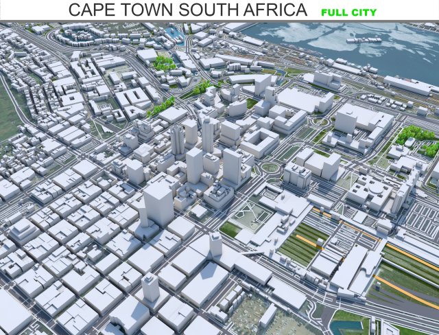 Cape Town city South Africa 3D मॉडल .c4d .max .obj .3ds .fbx .stl .blend