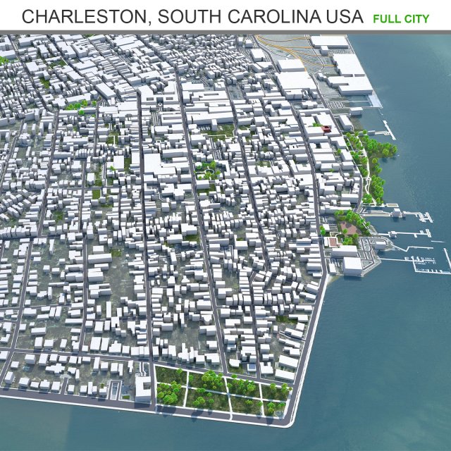 Charleston city South Carolina USA  3D Model .c4d .max .obj .3ds .fbx .lwo .lw .lws