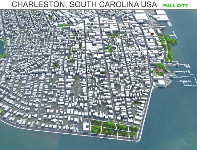 Charleston city South Carolina USA 3D Model .c4d .max .obj .3ds .fbx .stl .blend 