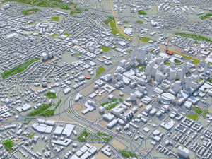 Charlotte city NC USA 50km Model 3D