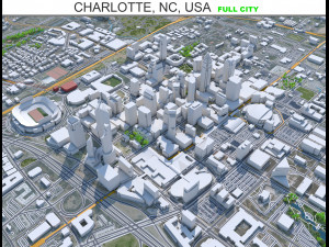 Charlotte city NC USA 50km 3D Model