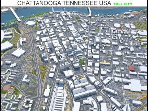 Cidade EUA de Chattanooga Tennessee Modelo 3D