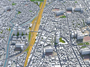 Citt&agrave; di Cheonan Corea del Sud 50 km Modello 3D
