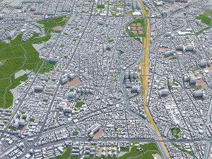 Citt&agrave; di Cheonan Corea del Sud 50 km Modello 3D