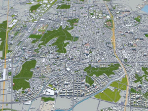 Citt&agrave; di Cheonan Corea del Sud 50 km Modello 3D