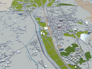 Citt&agrave; di Cheonan Corea del Sud 50 km Modello 3D