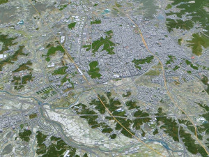 Citt&agrave; di Cheonan Corea del Sud 50 km Modello 3D