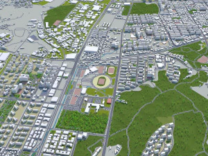 Citt&agrave; di Cheonan Corea del Sud 50 km Modello 3D