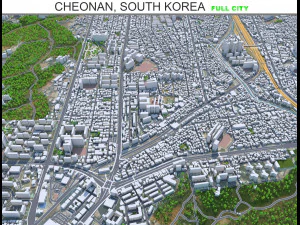 Cheonan şehri G&uuml;ney Kore 50km 3D Model