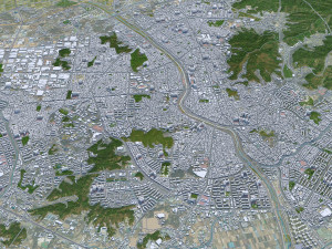 Cheongju city South Korea 30km Modello 3D