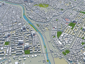 Cheongju city South Korea 30km Modello 3D