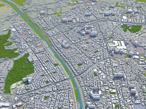 Cheongju city South Korea 30km Modello 3D