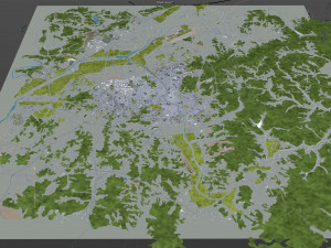 Cheongju city South Korea 30km Modello 3D