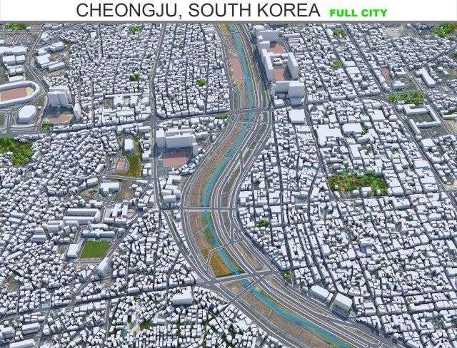 Cheongju city South Korea 30km Modello 3D .c4d .max .obj .3ds .fbx .stl .blend 