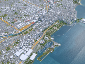 Chicago city Illinois USA 70km Modello 3D