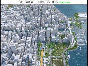 Chicago city Illinois USA 70km 3D Модель