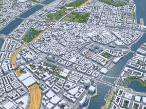 Copenhagen city Denmark 30km 3D Модель