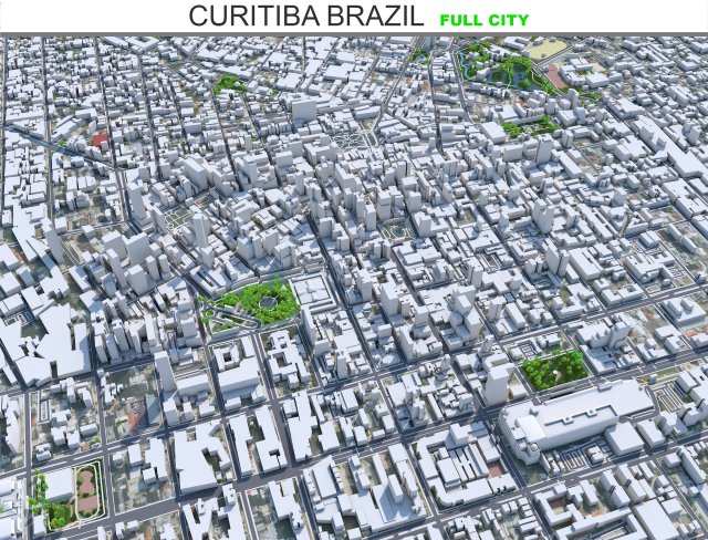 Curitiba city Brazil 50km 3D Model .c4d .max .obj .3ds .fbx .stl .blend 
