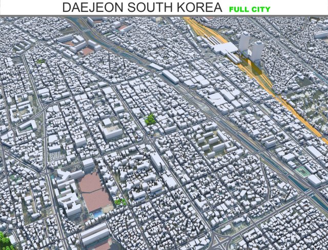 Daejeon city South Korea 50km Model 3D .c4d .max .obj .3ds .fbx .stl .blend 