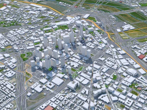 Dallas city Texas 60km 3D Model