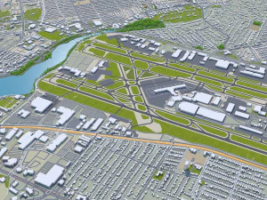 Dallas city Texas 60km 3D Model