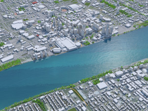 Detroit city Michigan USA 70km 3Dモデル