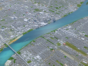 Detroit city Michigan USA 70km 3Dモデル