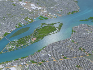 Detroit city Michigan USA 70km 3Dモデル